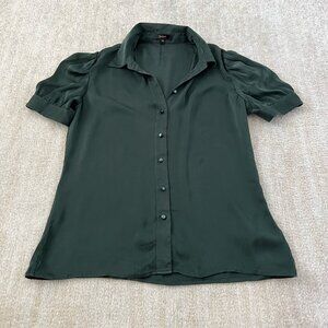 Quince Washable Silk Puff Sleeve Blouse Top XS